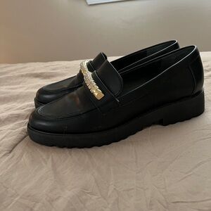 Elegant Black Loafers with Gold Accent